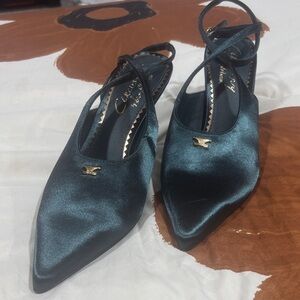 Elegant Satin Strappy Heels in Blue